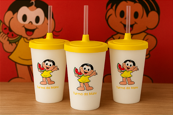 Copos Twister com Tampa e Canudo Personalizado - Cores Leitosas 400ml - Kit Com 50