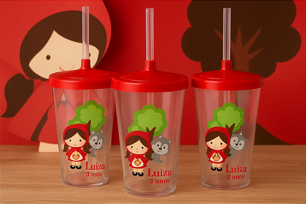 Copos Twister com Tampa e Canudo Personalizados - Cores Translucidas 400ml - Kit Com 100