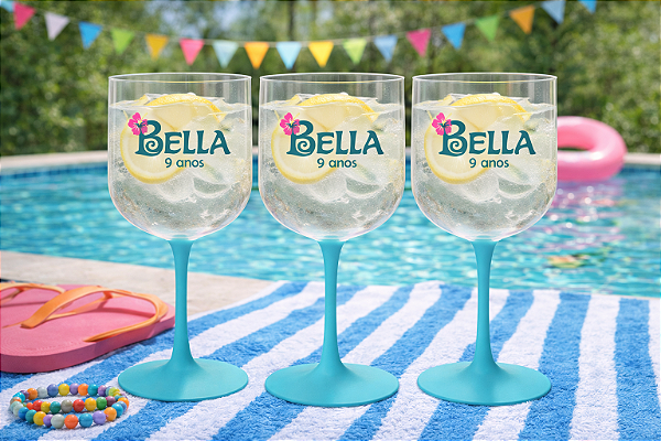 Taças Gin Bicolor Transparente 580ml Personalizadas - Kit Com 10