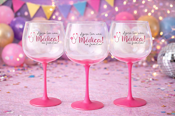 Taças Gin Bicolor Transparente 580ml Personalizadas - Kit Com 40