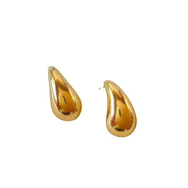 Brinco Gota Dourada Tam M Folheado a Ouro