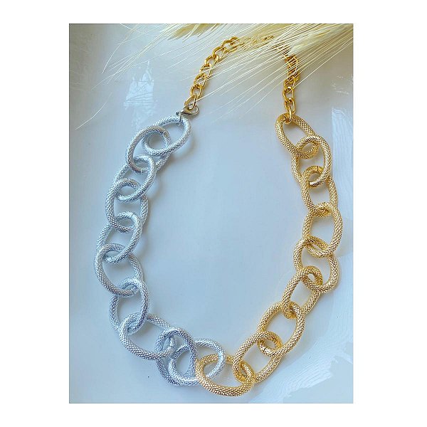 Conjunto Correntaria Colar e Pulseira Folheado a Ouro e Prata