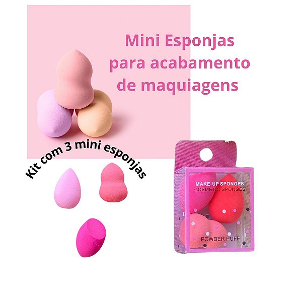 Kit Mini Esponjas Faciais para acabamento de maquiagem