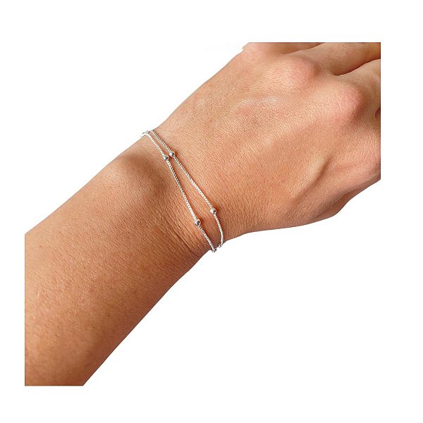 Pulseira de Bolinha Folheado à Prata 925
