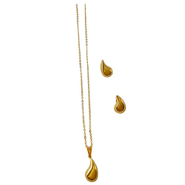 Conjunto Mini Gota Folheado a Ouro