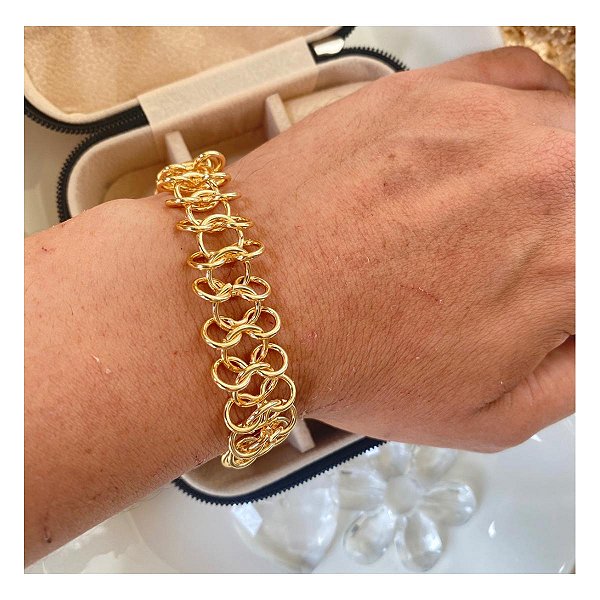 Pulseira Elos Dourados Banhado a Ouro