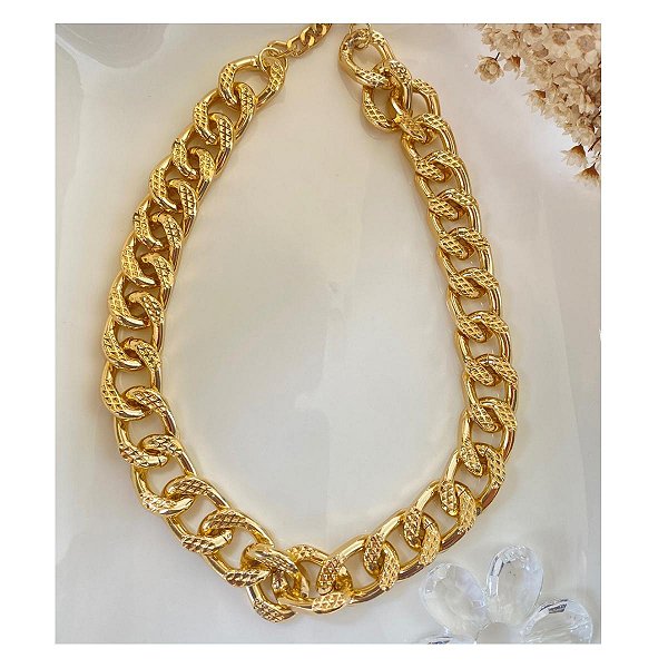 Colar Correntaria Luxy Folheado a Ouro