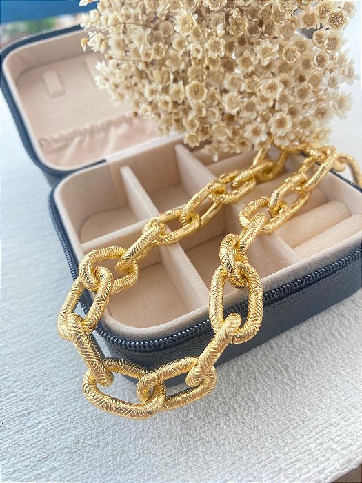 Colar Choker Magnificência Folheado a Ouro