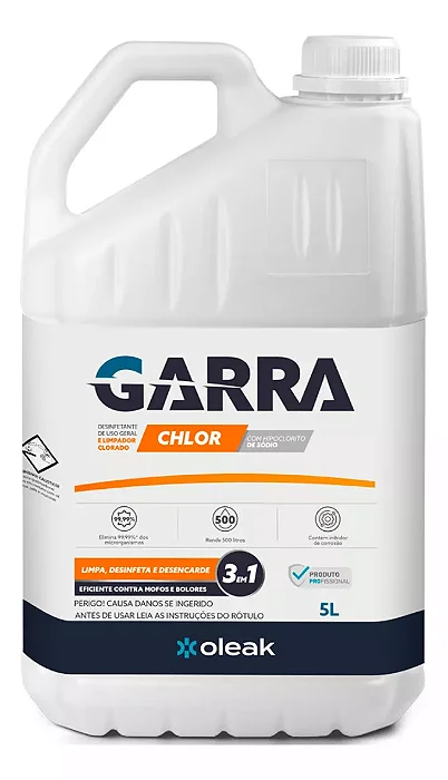 Garra chlor detergente desinfetante clorado 5l