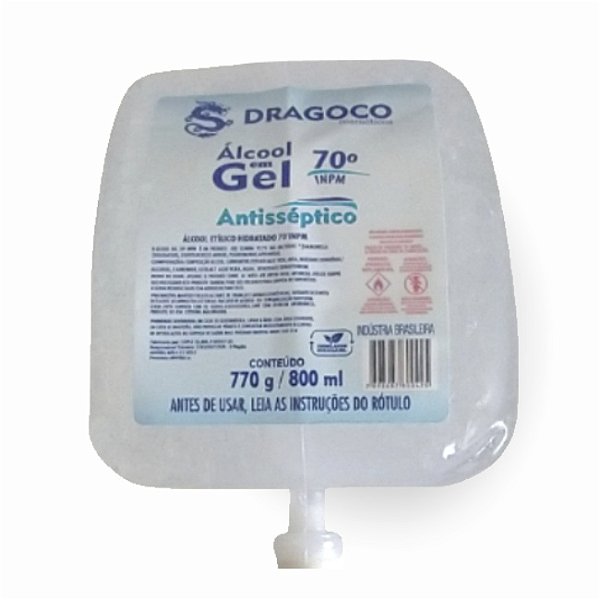 Álcool 70 gel refil dragoco 800ml