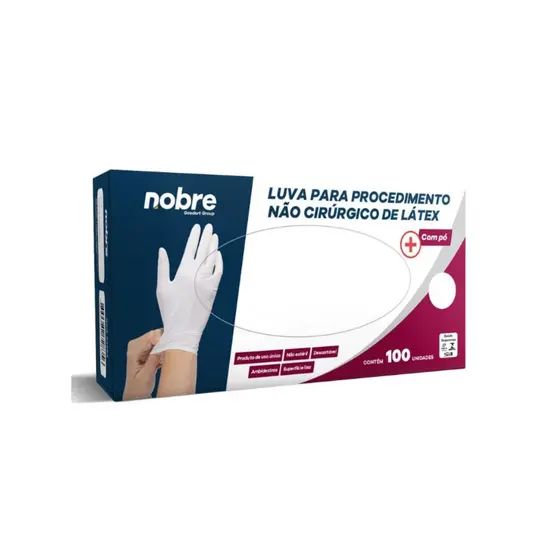 Luva látex c/pó p/procedimento não cirúrgico c/ 100 un