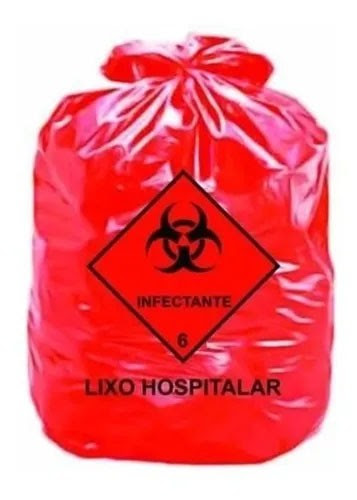Saco de Lixo Infectante Hospitalar Vermelho 100lt - 100unid