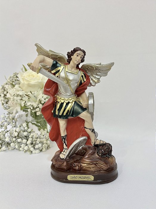 São Miguel Arcanjo - manto vermelho (20cm)
