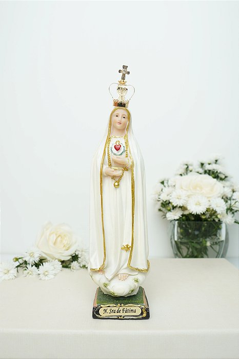 Nossa Senhora de Fátima Coração - com coroa - 26 cm