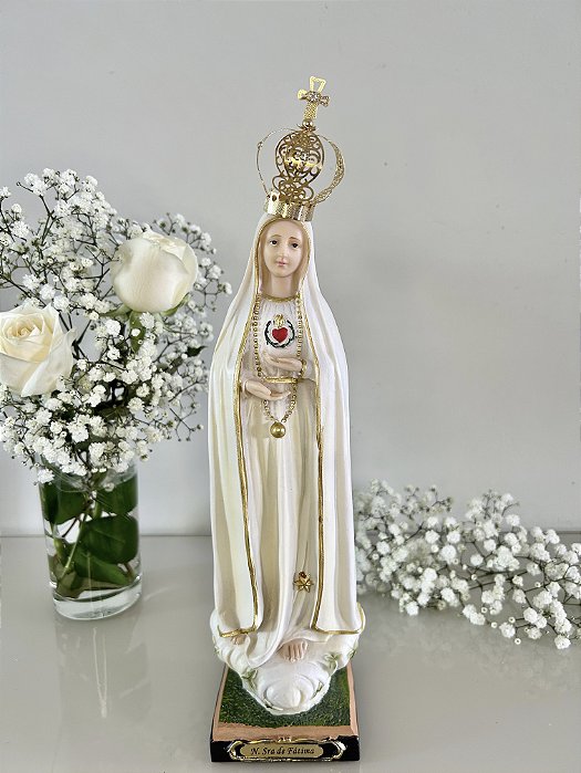Nossa Senhora de Fátima Coração - com coroa - 26 cm