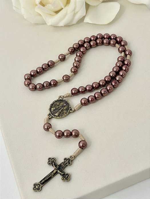 Terço Nossa Senhora Aparecida - Pérola Marrom