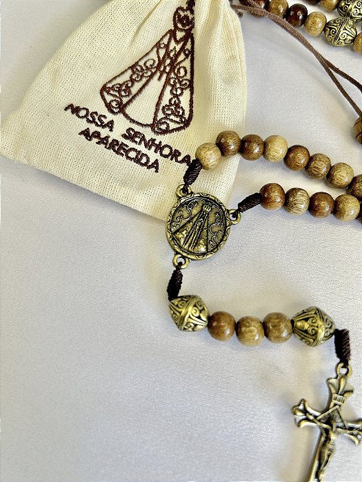Terço Nossa Senhora Aparecida - madeira no saquinho