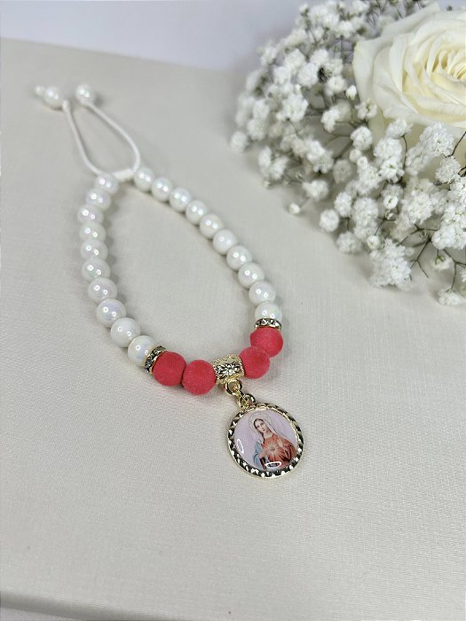 Pulseira de pérola em regulagem - Coração de Maria