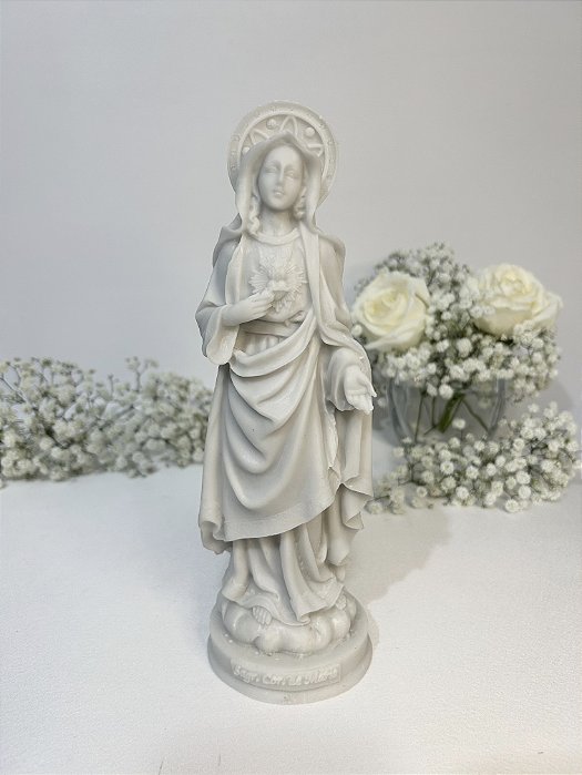 Sagrado Coração de Maria - resina branca