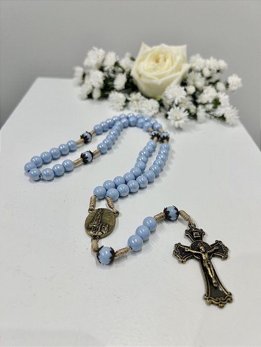 Terço Nossa Senhora de Fátima Pérola - Azul