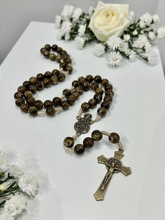 Terço de São José Acrílico Marrom