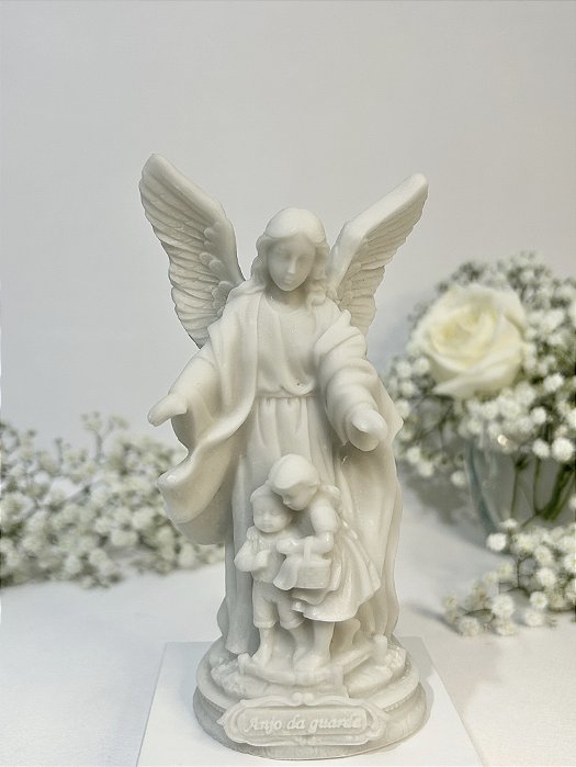 Anjo da Guarda Resina Branca - 15 cm