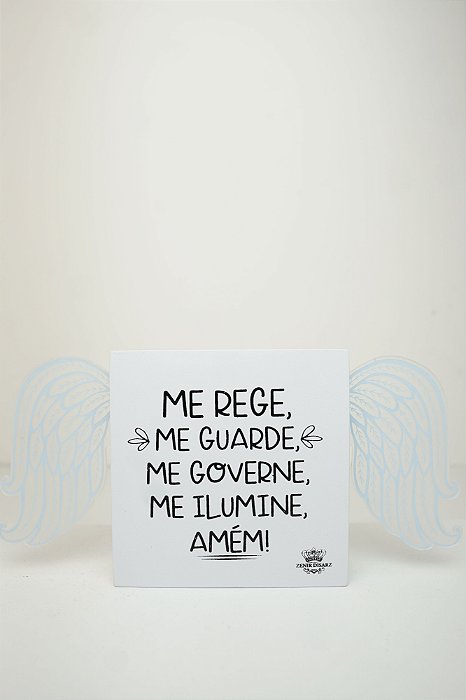 Enfeite de mesa - Oração Anjo da Guarda azul