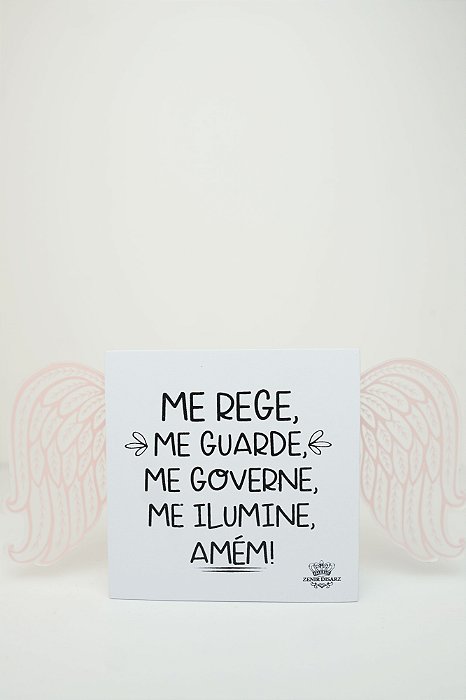 Enfeite de mesa - Oração Anjo da Guarda rosa