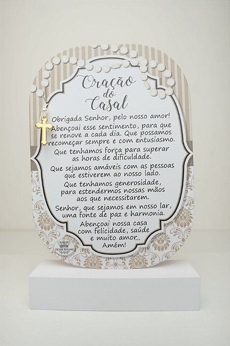 Madeirinha de mesa decorativa Oração do casal