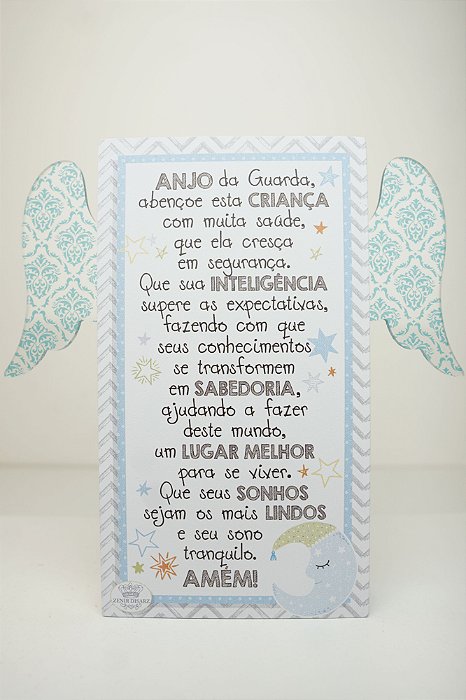 Placa de Mesa  Santo Anjo do Senhor - Azul