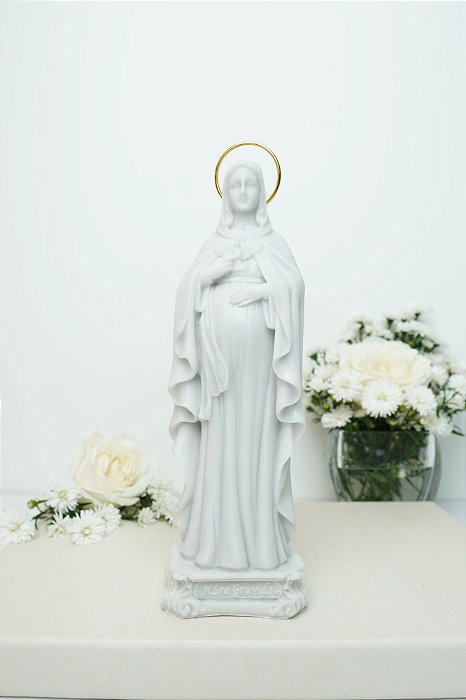 Nossa Senhora Grávida - Resina branca 20 cm