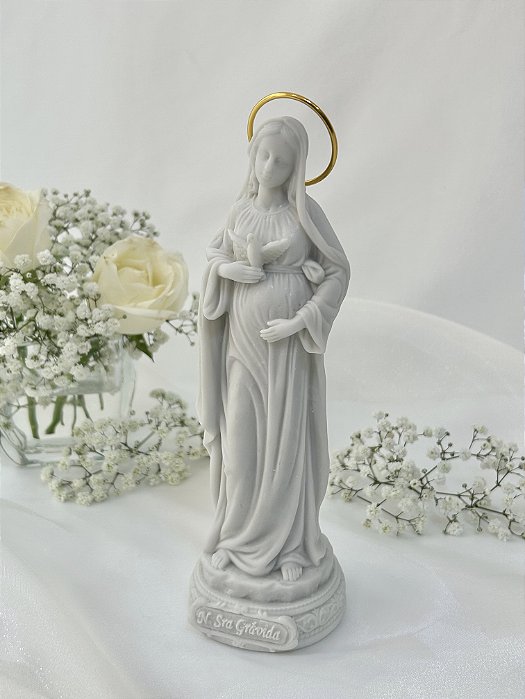 Nossa Senhora Grávida - Resina branca 20 cm