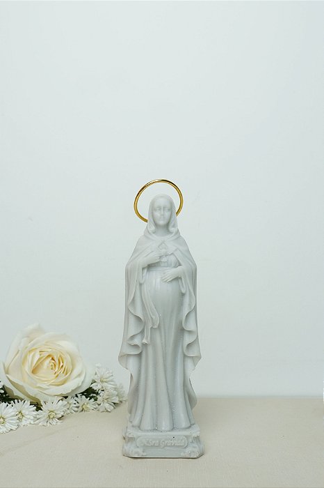 Nossa Senhora Grávida - resina branca 15 cm