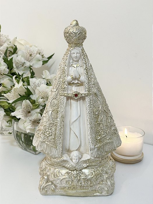 Nossa Senhora Aparecida detalhes dourados -   30 cm