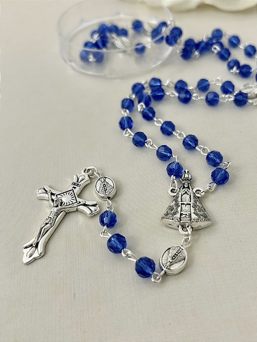 Terço Cristal Azul Nossa Senhora Aparecida