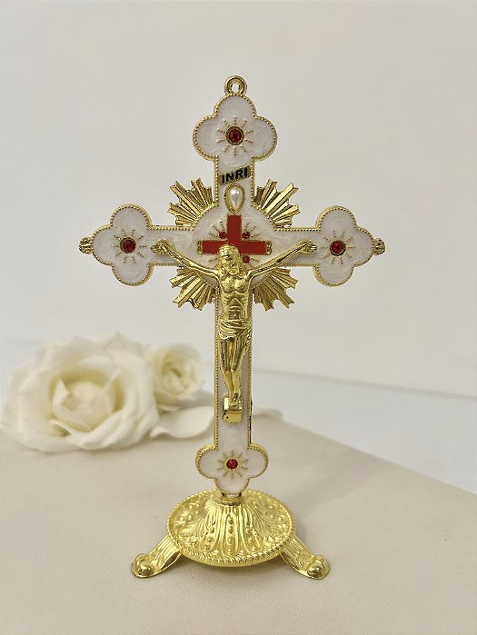 Crucifixo metal de mesa