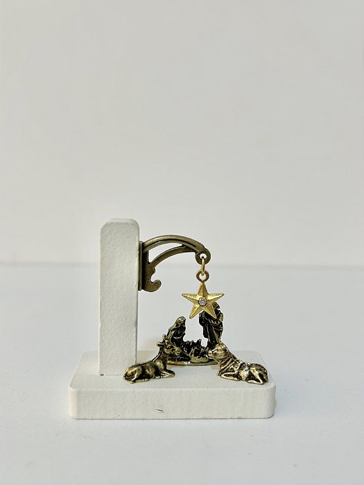Mini Presépio de Natal madeira branco