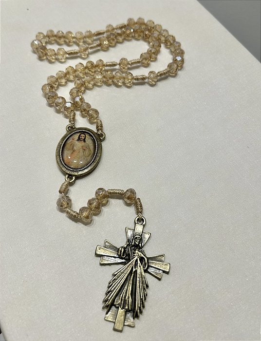 Terço Jesus Misericordioso Cristal