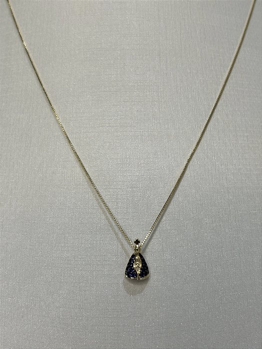 Colar Semijoia Nossa Senhora Aparecida manto azul