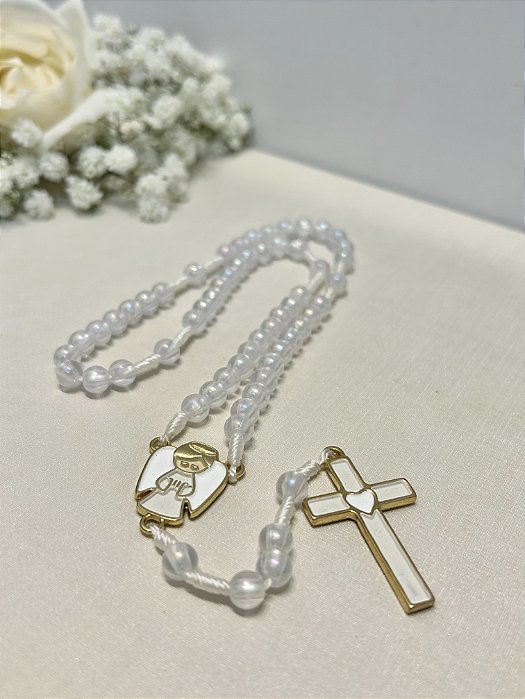 Terço Infantil Acrílico Branco