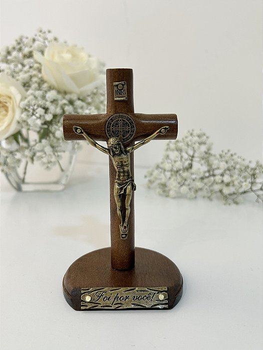 Cruz 12 cm em Madeira "Foi por você"