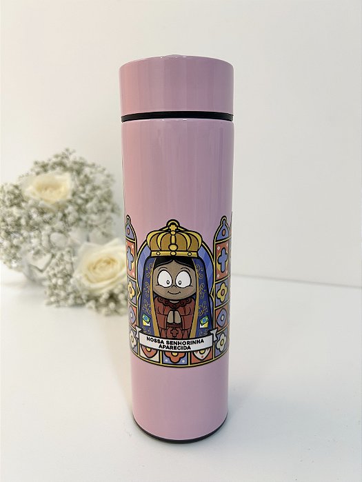Garrafa Térmica Infantil Nossa Senhorinha Aparecida Rosa