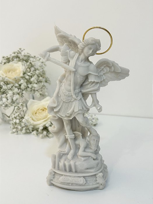 São Miguel 20 cm Resina Branca