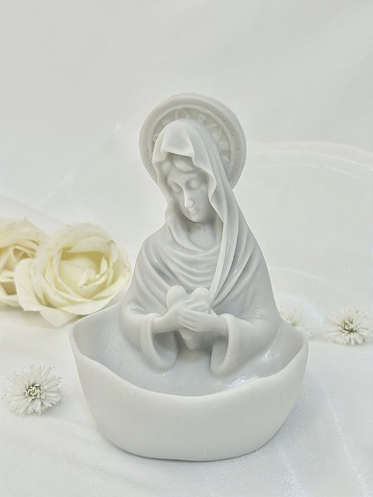 Porta Terço Maria em Resina Branca