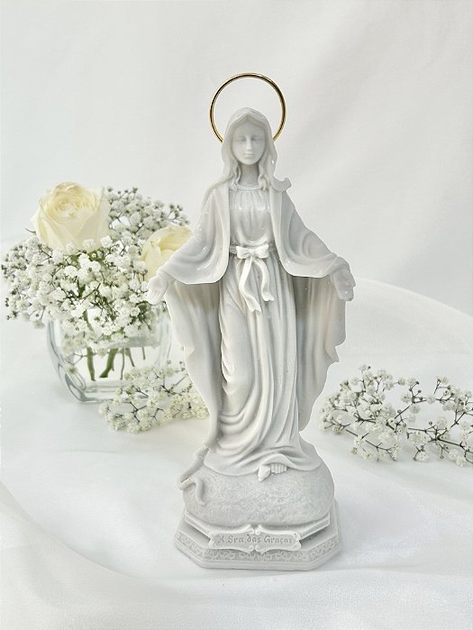 Nossa Senhora das Graças Resina Branca 20 cm