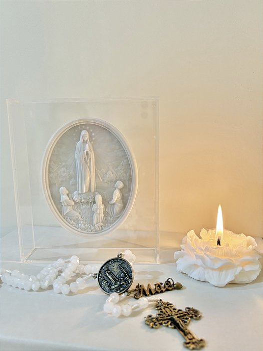 Kit Caixa Acrílica Nossa Senhora de Fátima com Terço