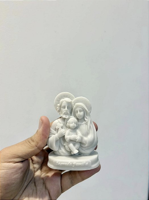 Busto da Sagrada Família em resina branca 10 cm