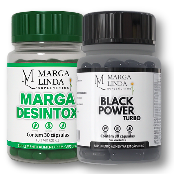 Kit Marga Desintox + Black Power Turbo – Suplementos Naturais para Energia, Equilíbrio e Bem-Estar