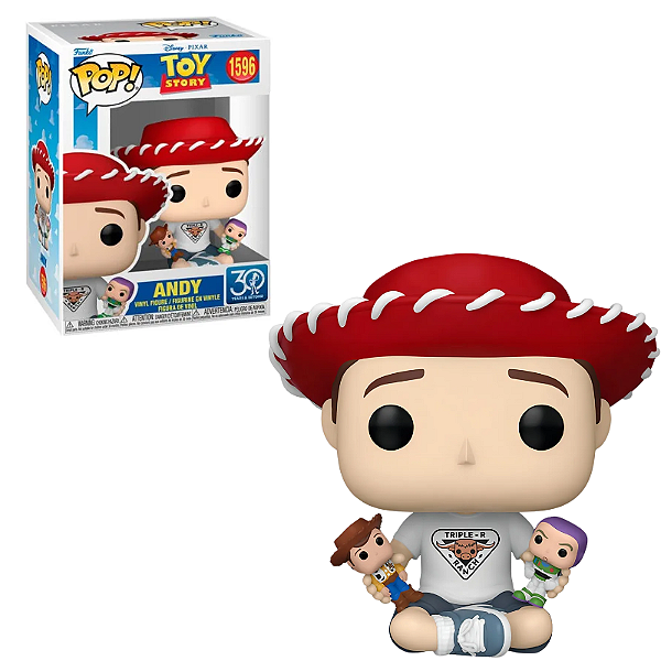 Funko Pop Andy 1596 Woody e Buzz 30 anos Toy Story Disney