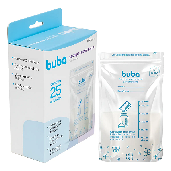 Buba Saco para Armazenar Leite Materno Kit 25 Unidades